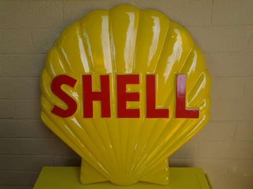 shell gasoline clam sign , not enamel